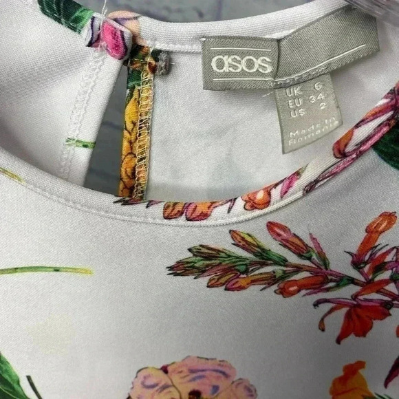 NWOT ASOS DESIGN botanical floral shift mini dress with fluted sleeves - Picture 11 of 12